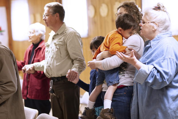 Catholic families at Mass in Alaska 