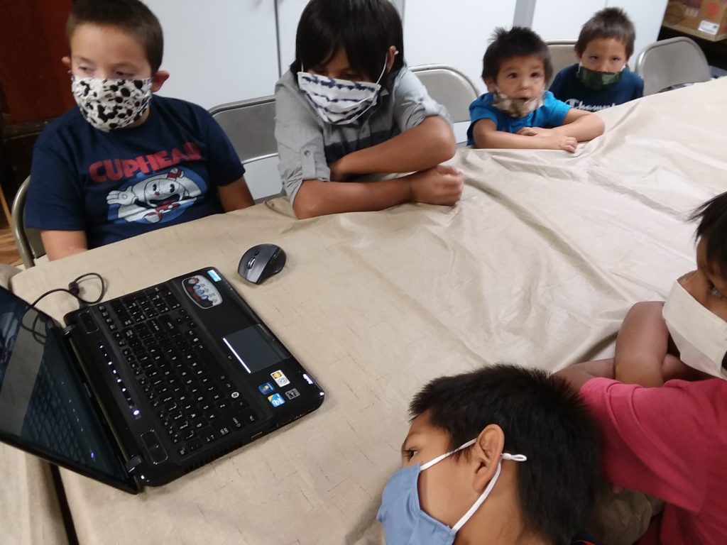 children doing remote learning on the athead Indian Reservation