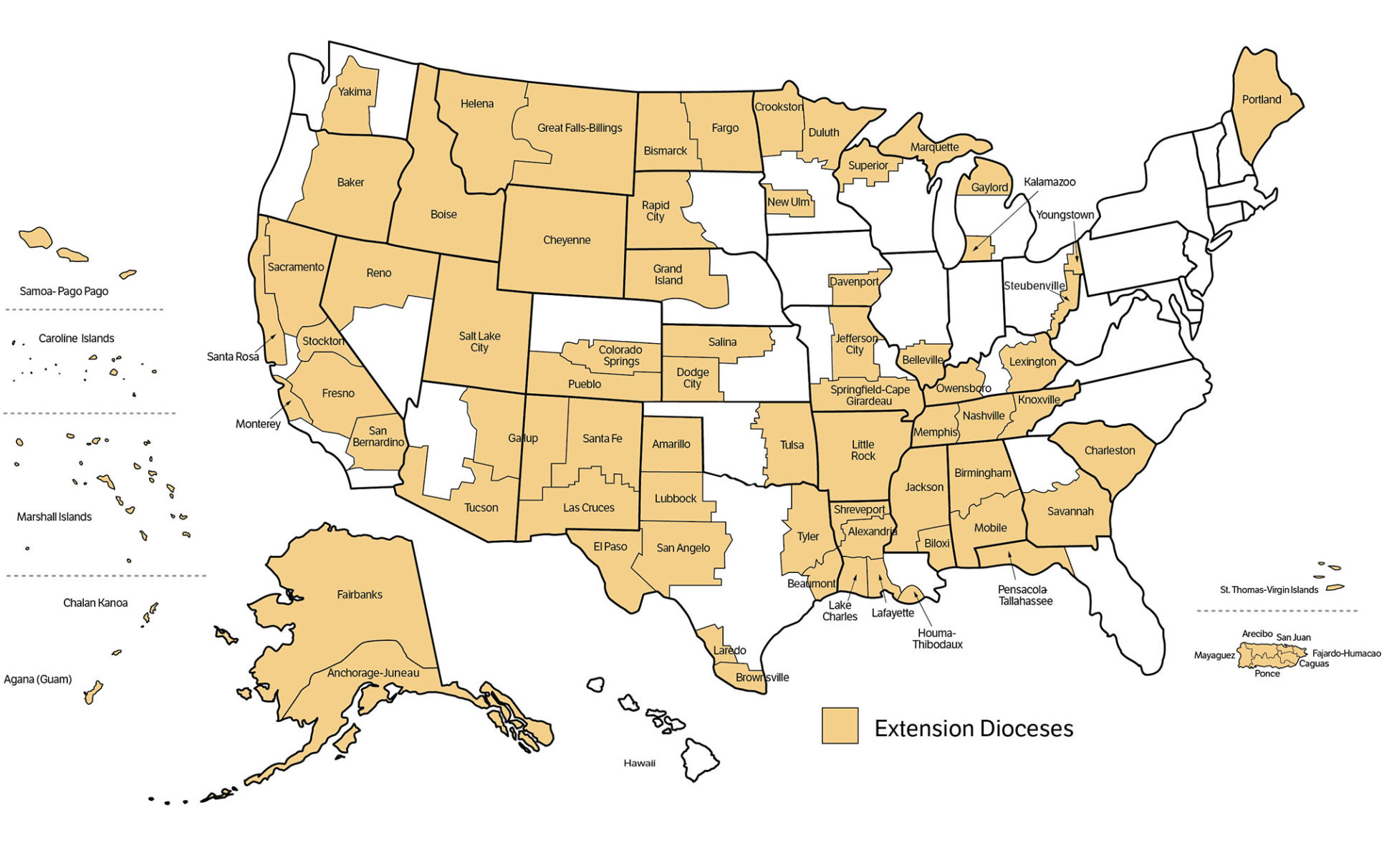 Dioceses supported by Catholic Extension Society
